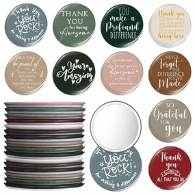 Thyle 50 Pcs Inspirational Compact Mirror Bulk Employee Appreciation 2.76'' Round Portable Pocket Mirror Thank You Gift for Women Empowerment Secretaries Coworker (Retro Color)