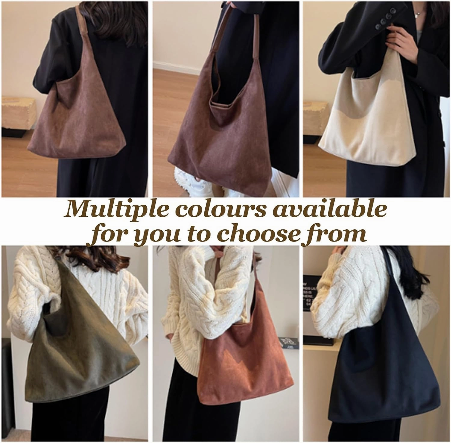 Tiaastaps Brown Tote Bag, Tiaastaps Suede Tote Bag for Women, Versatile Handbag, Large Capacity