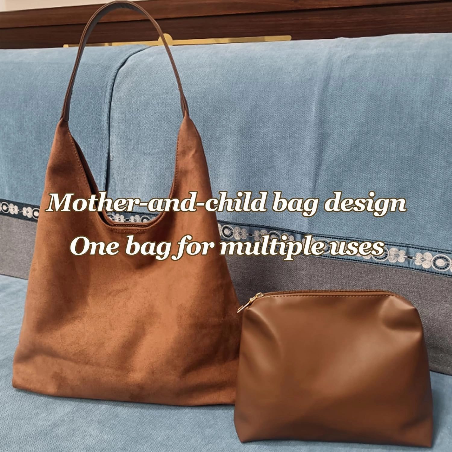 Tiaastaps Brown Tote Bag, Tiaastaps Suede Tote Bag for Women, Versatile Handbag, Large Capacity