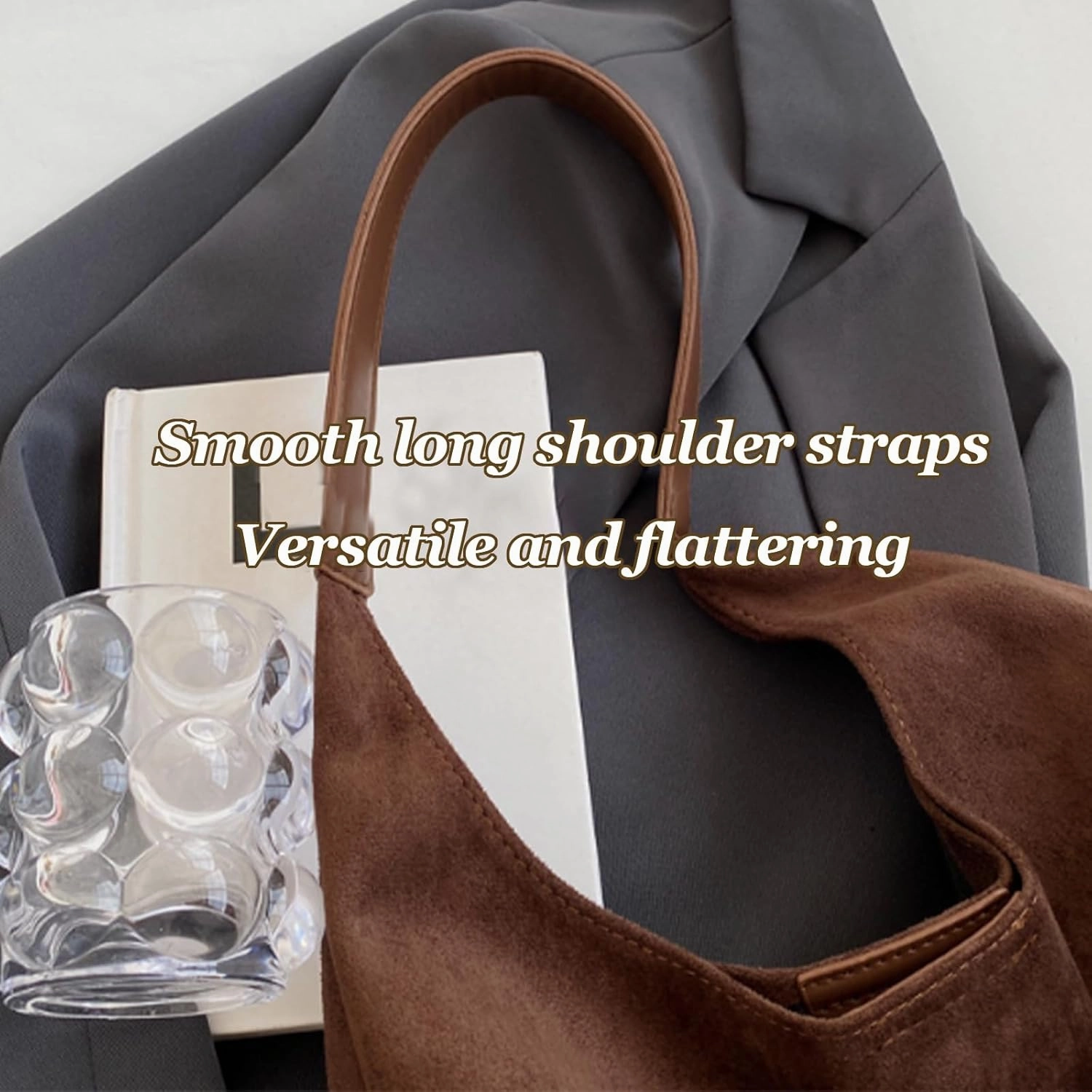 Tiaastaps Brown Tote Bag, Tiaastaps Suede Tote Bag for Women, Versatile Handbag, Large Capacity