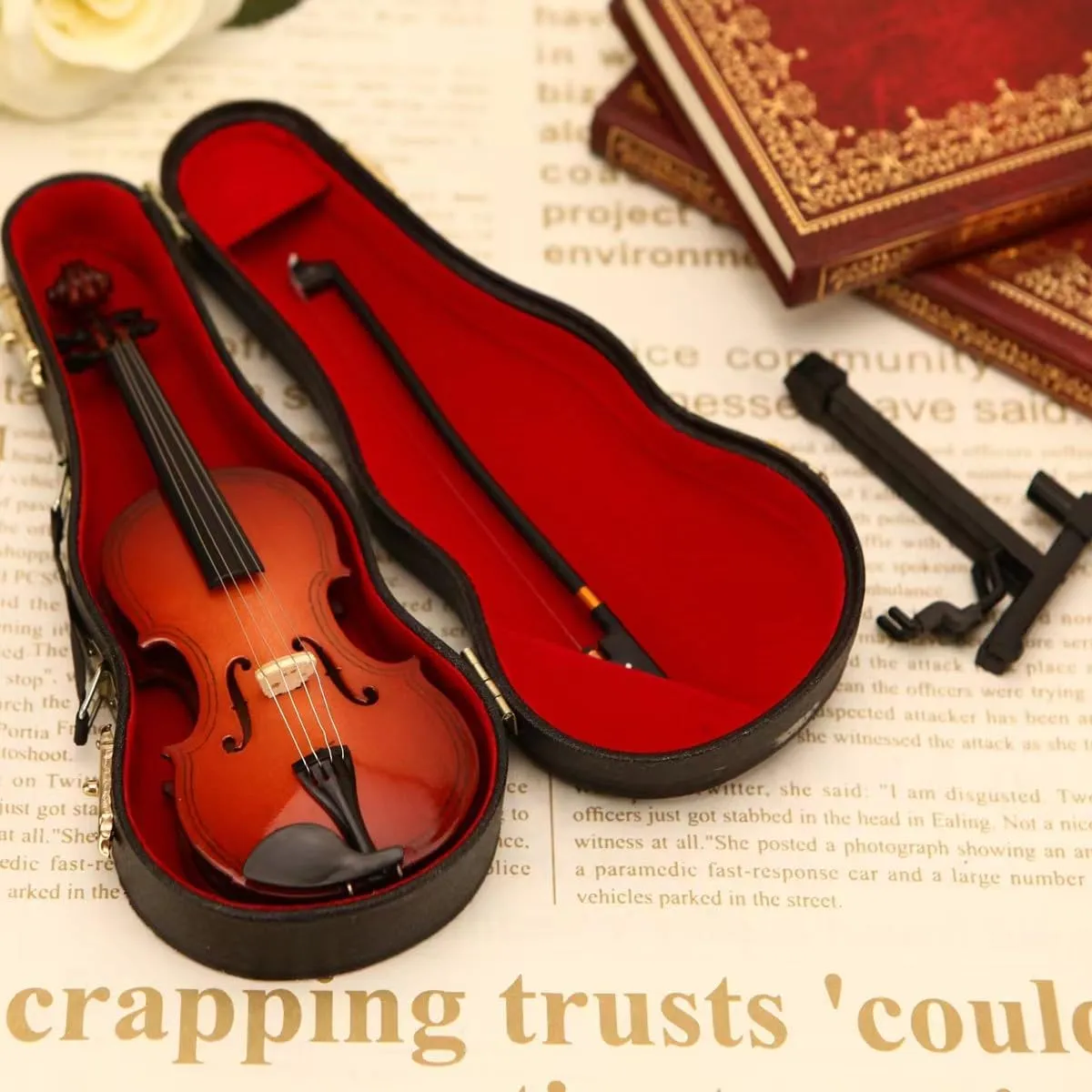 Tiny Violin with Sound, Tiny Violin with Sound Sob Story - Mini Violin Toy for Playing Sad Music, Smallest Violin with Authentic Tiny Violin Sound for Your Heartbreaking Tales (12 CM)