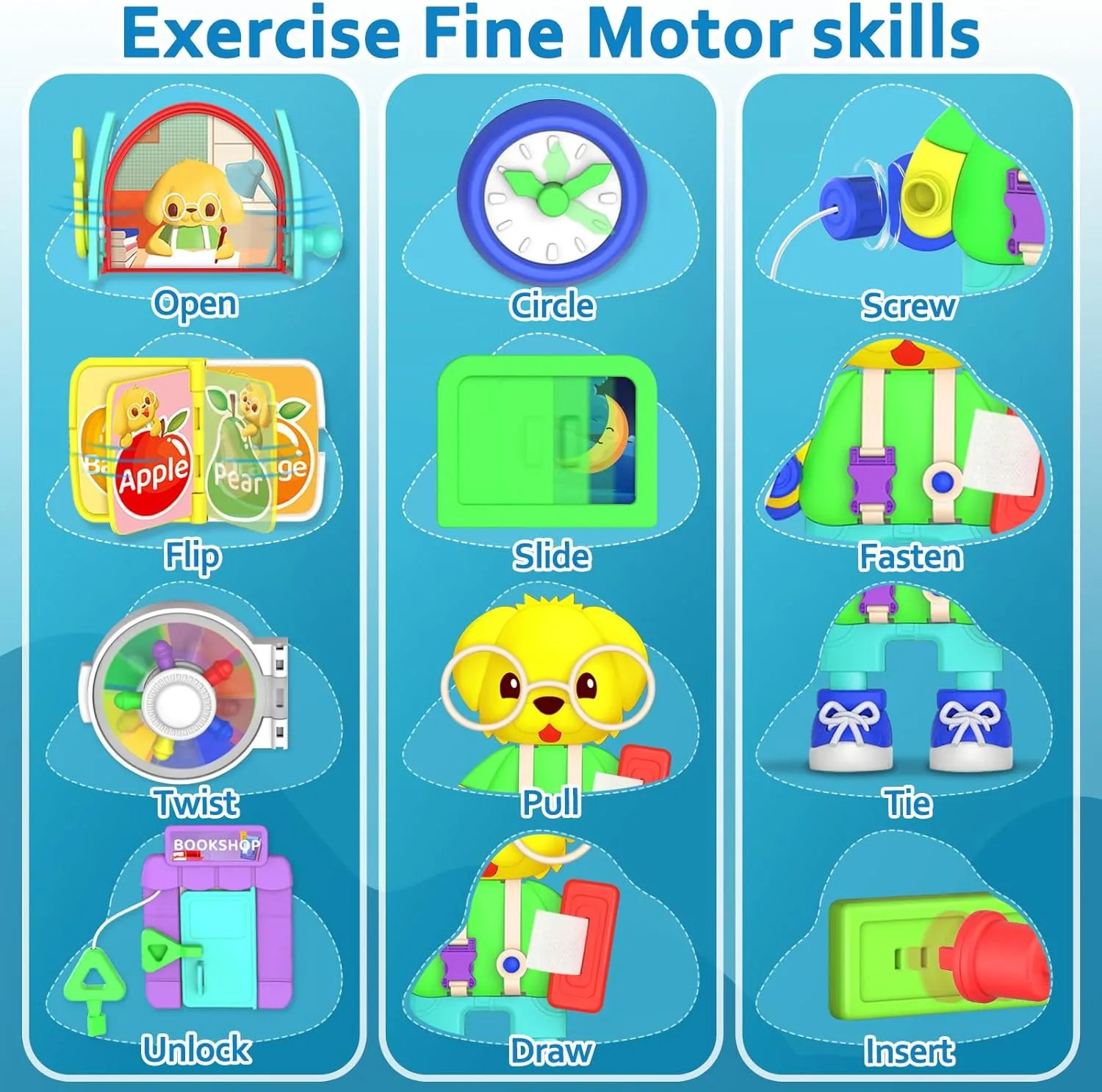 Toddler Toys for 1-2 Year Old Boy, Musical Montessori Busy Board, Early Educational Toy for Toddlers 1-3, Motor Skills Developmental Toy for 12-18 Month Age, Birthday Gift for 1  Year Old Boy Girl