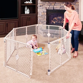 Toddleroo by North States - Superyard Baby Play Yard: Freestanding 6-Panel Baby Playpen - Indoor or Outdoor Use - Made in USA - Encloses Up to 18.5 Square Feet - 26 Inches Tall - Sand