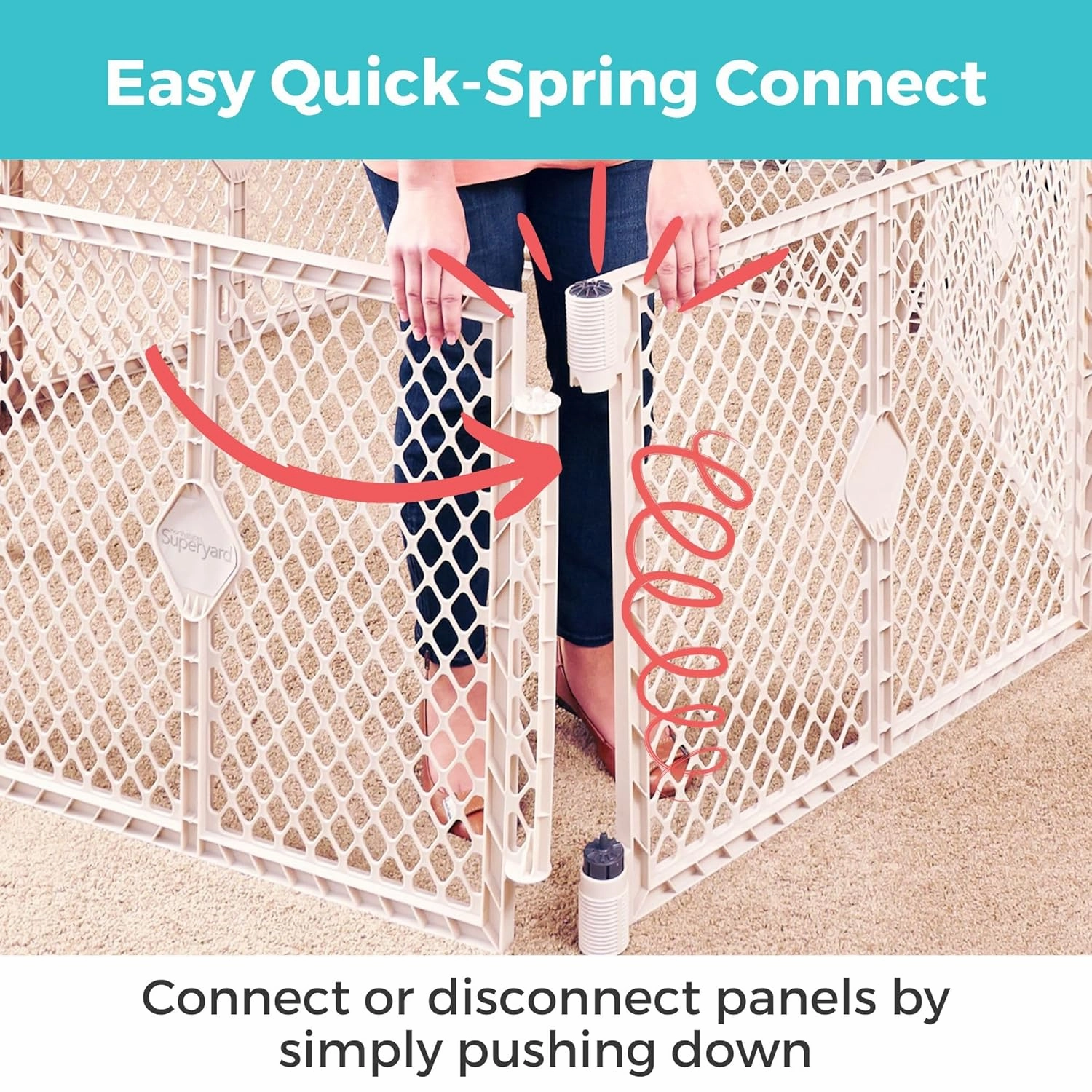Toddleroo by North States - Superyard Baby Play Yard: Freestanding 6-Panel Baby Playpen - Indoor or Outdoor Use - Made in USA - Encloses Up to 18.5 Square Feet - 26 Inches Tall - Sand