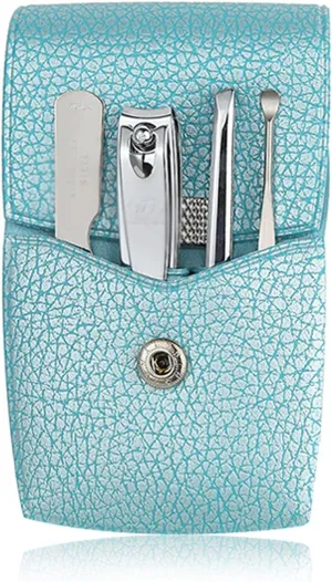 Toenail Clippers Portable Nail Clippers Mini Manicure Set Nail Clipper Set 4 in 1 Stainless Steel Professional Grooming Kit with Tweezers Ear Pick Best Gift Choice Nail Clipper Set ( Color : Bigblue M