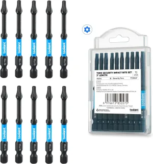 toolant Impact Torx Bit Set 10pcs (TT20), 1/4 Hex-Shank S2 Steel Security Torx Bit Set, Tamper Proof Star Bit Set with CNC Machined Tips, 3" Long with Magnetic Impact Bit Holder and Storage Box