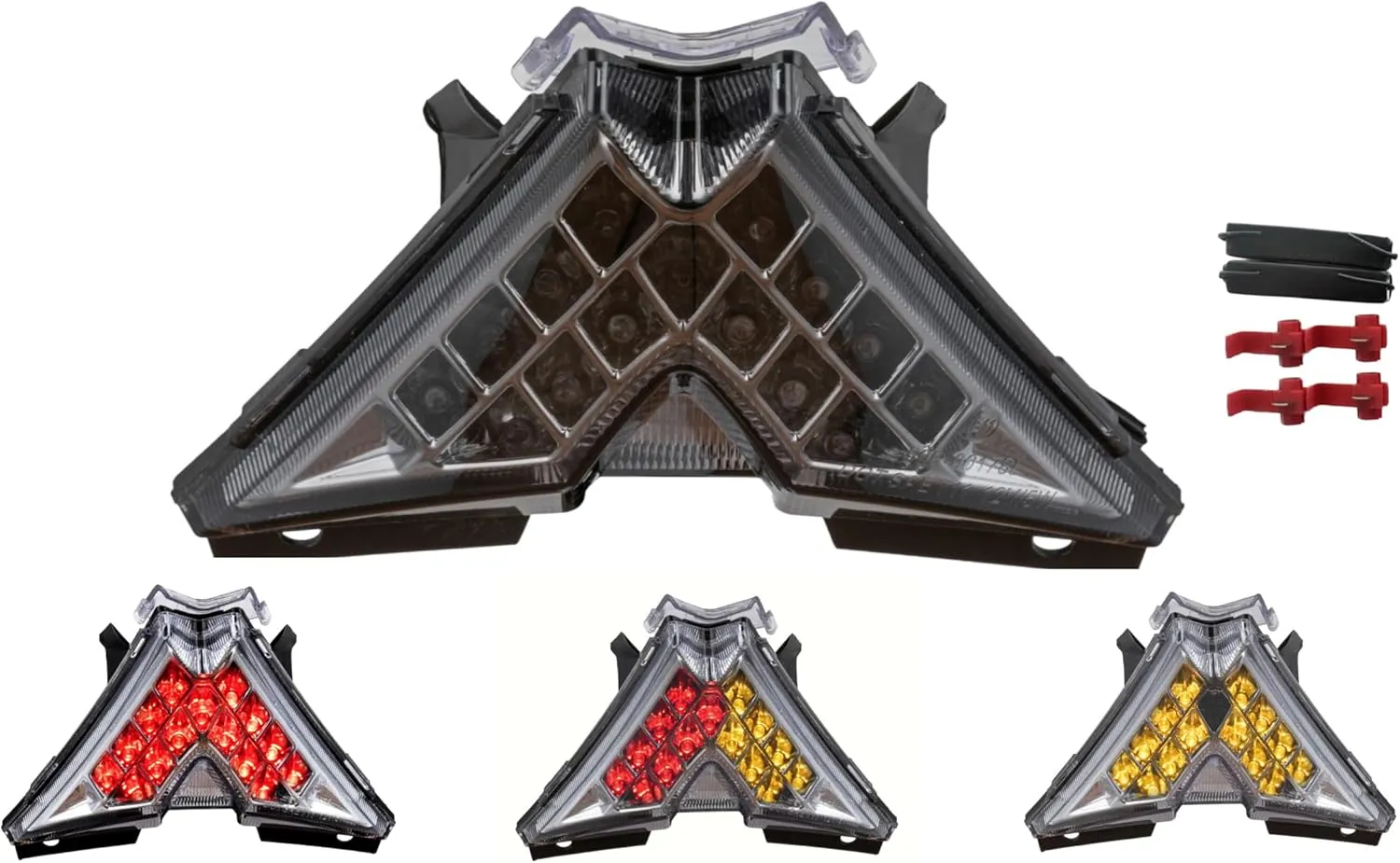 TOPZONE Fit For APRILIA 2011-2023 RS4 125; RS4 50 2T; 2009-2020 RSV 4 1000; 2019-2021 RSV4 1100 RACING FACTORY; LED Rear Lamp Brake Tail Light Integrated Turn Signal (Smoke, Style1 LED Flash)