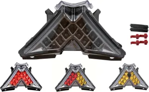 TOPZONE Fit For APRILIA 2011-2023 RS4 125; RS4 50 2T; 2009-2020 RSV 4 1000; 2019-2021 RSV4 1100 RACING FACTORY; LED Rear Lamp Brake Tail Light Integrated Turn Signal (Smoke, Style1 LED Flash)