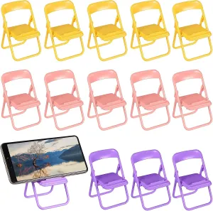 Totority Mini Foldable Chairs for Dollhouse 30pcs Mini Folding Chair Doll House Chair Mini Foldable Chair Doll House Mini Stand Model Chair Desk Cell Phone Stand for Doll House Decoration