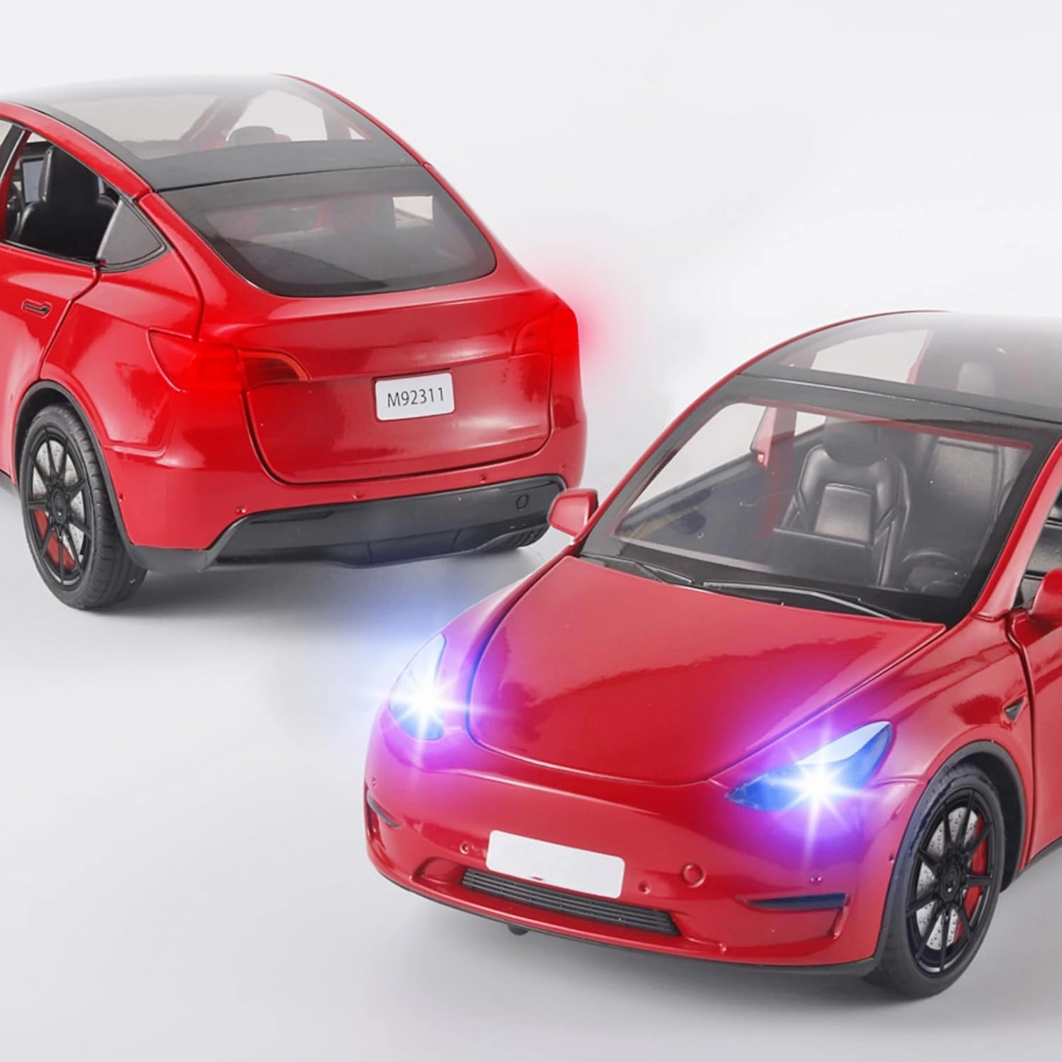 Toy Cars Y 1/24 Zinc Alloy Diecast Metal Model Car, Pull Back Toy Model with Light and Music, Suitable for Children Aged 3 and Above as Gifts(Red)