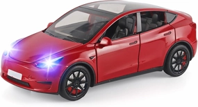 Toy Cars Y 1/24 Zinc Alloy Diecast Metal Model Car, Pull Back Toy Model with Light and Music, Suitable for Children Aged 3 and Above as Gifts(Red)