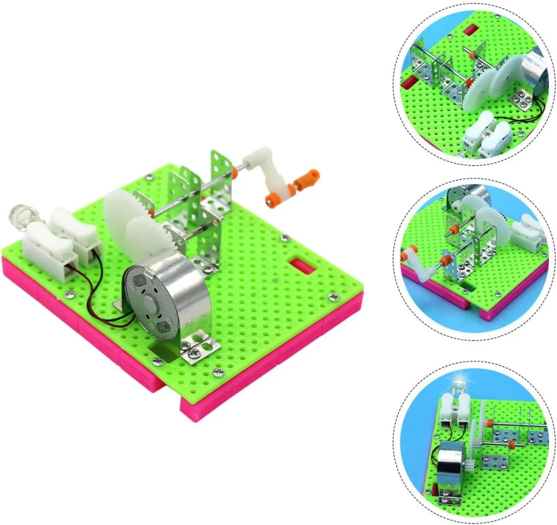 TOYANDONA 4sets Hand Crank Generator Teaching Model DIY Science Experiment Toy for Boys and Girls Educational Physics Learning Safe Assembly Model for Classroom Activities