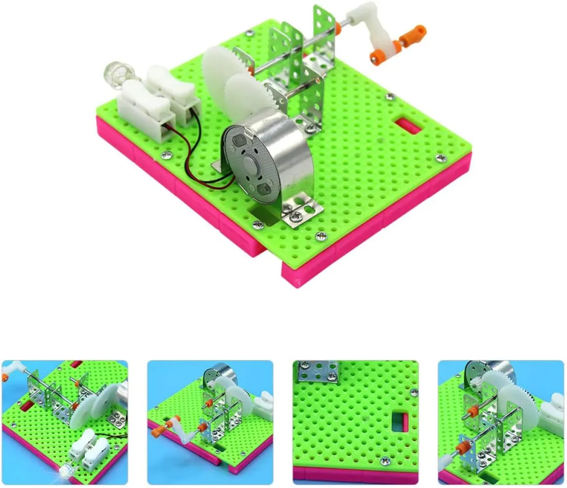 TOYANDONA 4sets Hand Crank Generator Teaching Model DIY Science Experiment Toy for Boys and Girls Educational Physics Learning Safe Assembly Model for Classroom Activities
