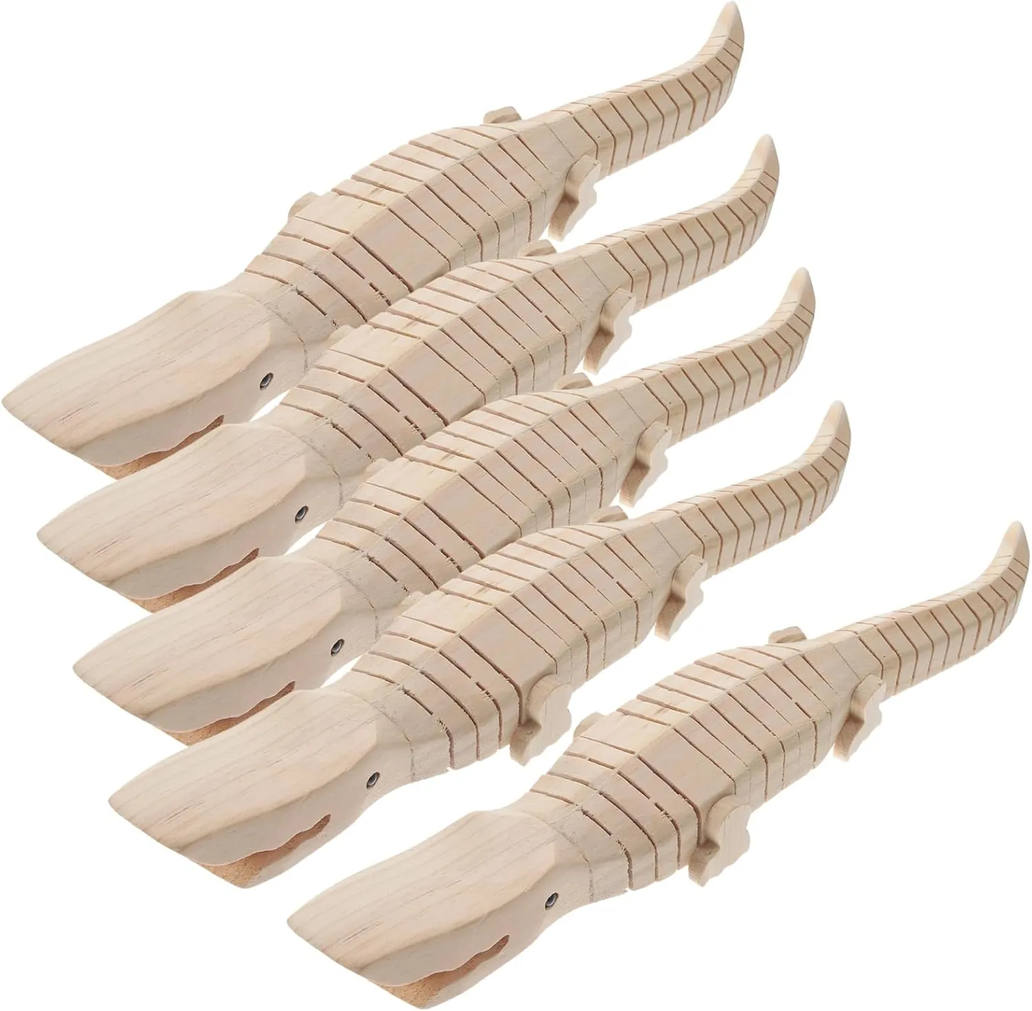Toyvian 5pcs Unpainted Wood Crocodile Animal Model Realistic Crocodile Plaything DIY Wood Toy Painting Crocodile Figurine Crocodile Statue Woody Toy Portable Wooden Accessories Student