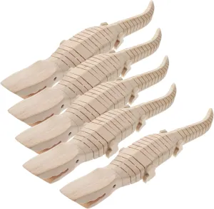 Toyvian 5pcs Unpainted Wood Crocodile Animal Model Realistic Crocodile Plaything DIY Wood Toy Painting Crocodile Figurine Crocodile Statue Woody Toy Portable Wooden Accessories Student