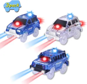 Tracks Car Replacement Only (3-Pack), Flex and Glow in The Dark, Kids Electric Track Car Toy with 5 LED