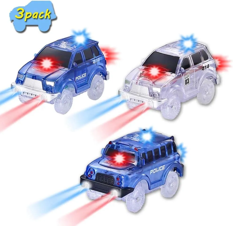 Tracks Car Replacement Only (3-Pack), Flex and Glow in The Dark, Kids Electric Track Car Toy with 5 LED