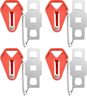 Travel Door Lock for Hotel Rooms Apartment Locks Home Security Defender Door Lock Latch Extra Door Locker from Inside Portable Lock for Door Security Travel Gifts Must Haves Essentials (4 Pack, Red)