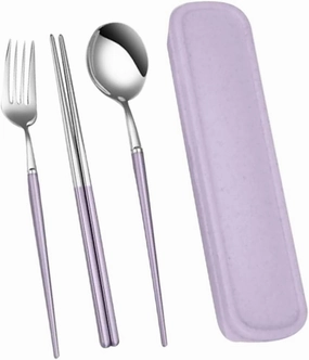 Travel Silverware Set Compact Stainless Steel Cutlery Chopsticks for Camping and Picnic