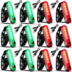 Treela 12 Pieces Battery Boat Navigation Lights Battery Powered Kayak Lights for Night Operated Boat SternLed Boats Safety for Pontoon,Dinghy 4 Types Flashing Mode