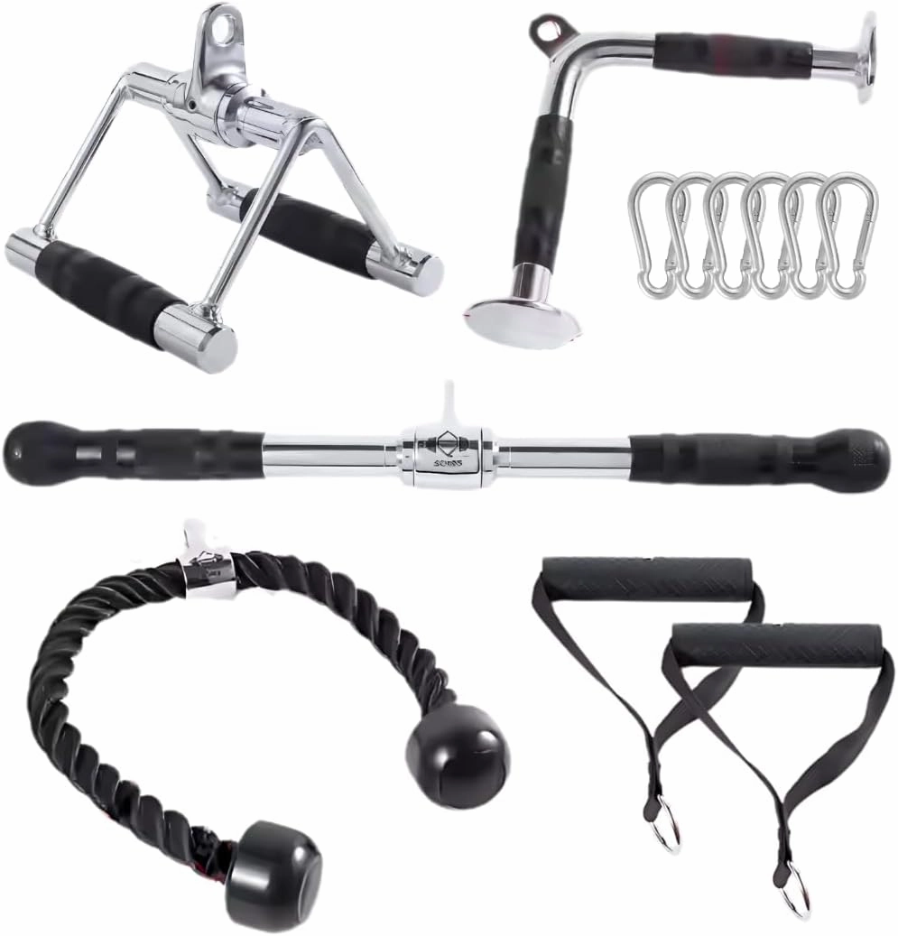 Tricep Press Down Cable Machine Attachment Set LAT Pulldown Attachment Cable Machine Accessories for Home Gym