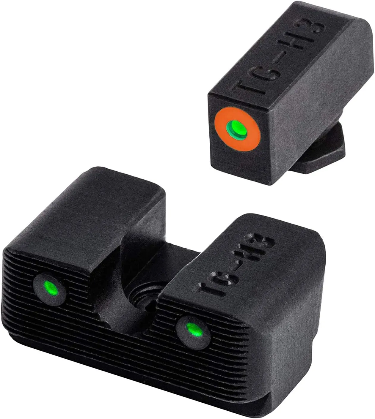 TRUGLO Tritium Pro Night Sights, Compatible with Glock Handgun Models | Compact Durable Glow-in-The-Dark Front & Rear Gun Sight Set with Focus Lock Front Ring