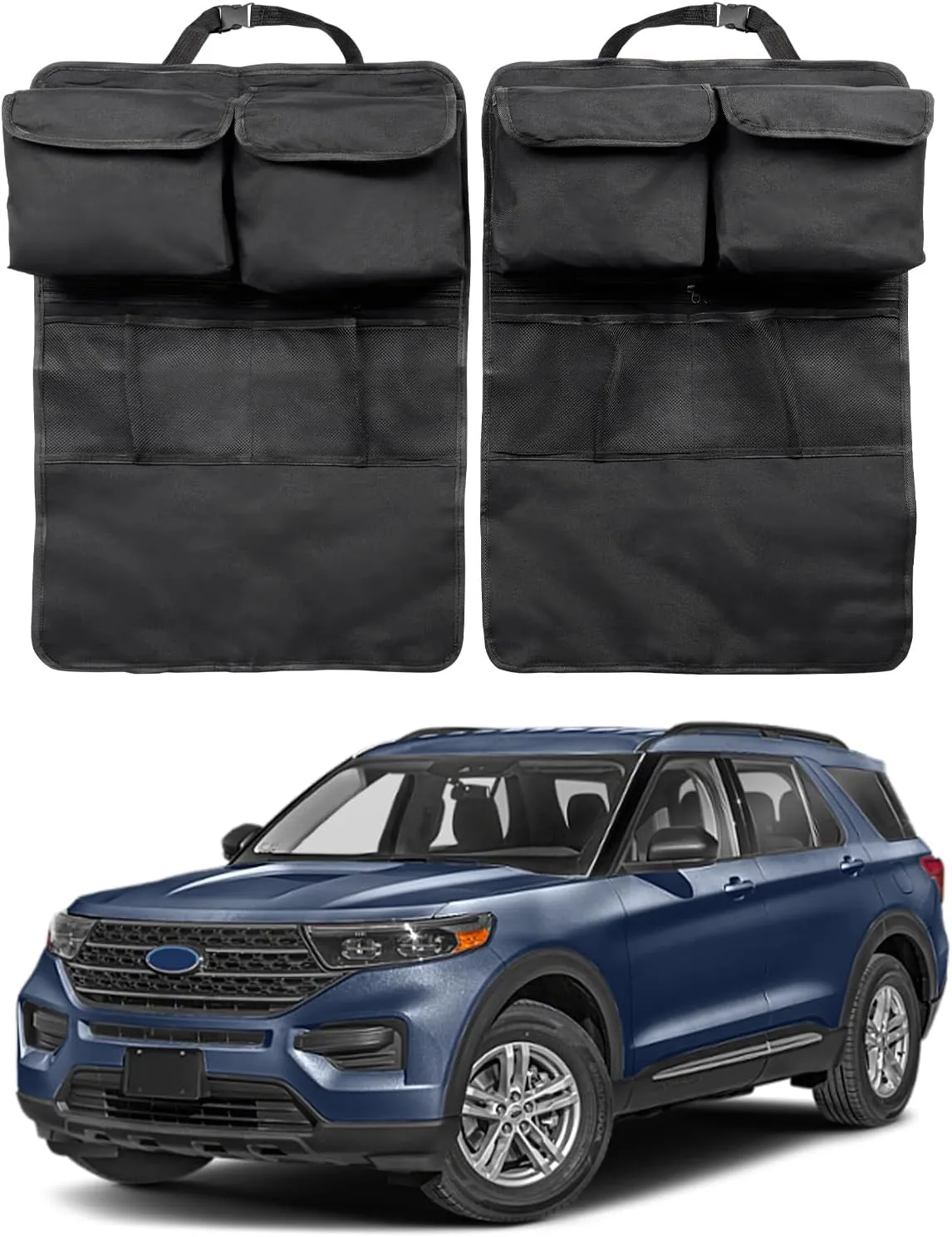 Trunk Organizer Compatible with 2020-2024 Ford Explorer Accessories,Rear Trunk Storage Bag Mat 6&7 Passenger TPE Material All-Weather Protector（Trunk Organizer）