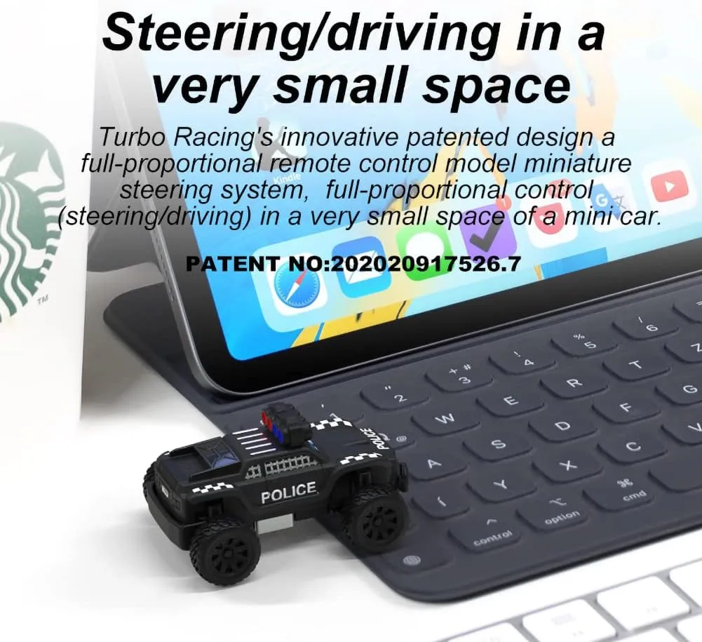 Turbo Racing 1:76 C82 RC Truck Car Full Proportional RC Mini Sports Car Remote Controller for Adults Gift(Black)