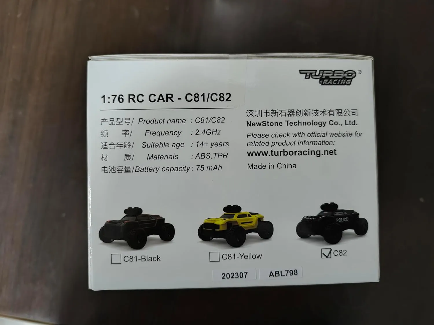 Turbo Racing 1:76 C82 RC Truck Car Full Proportional RC Mini Sports Car Remote Controller for Adults Gift(Black)