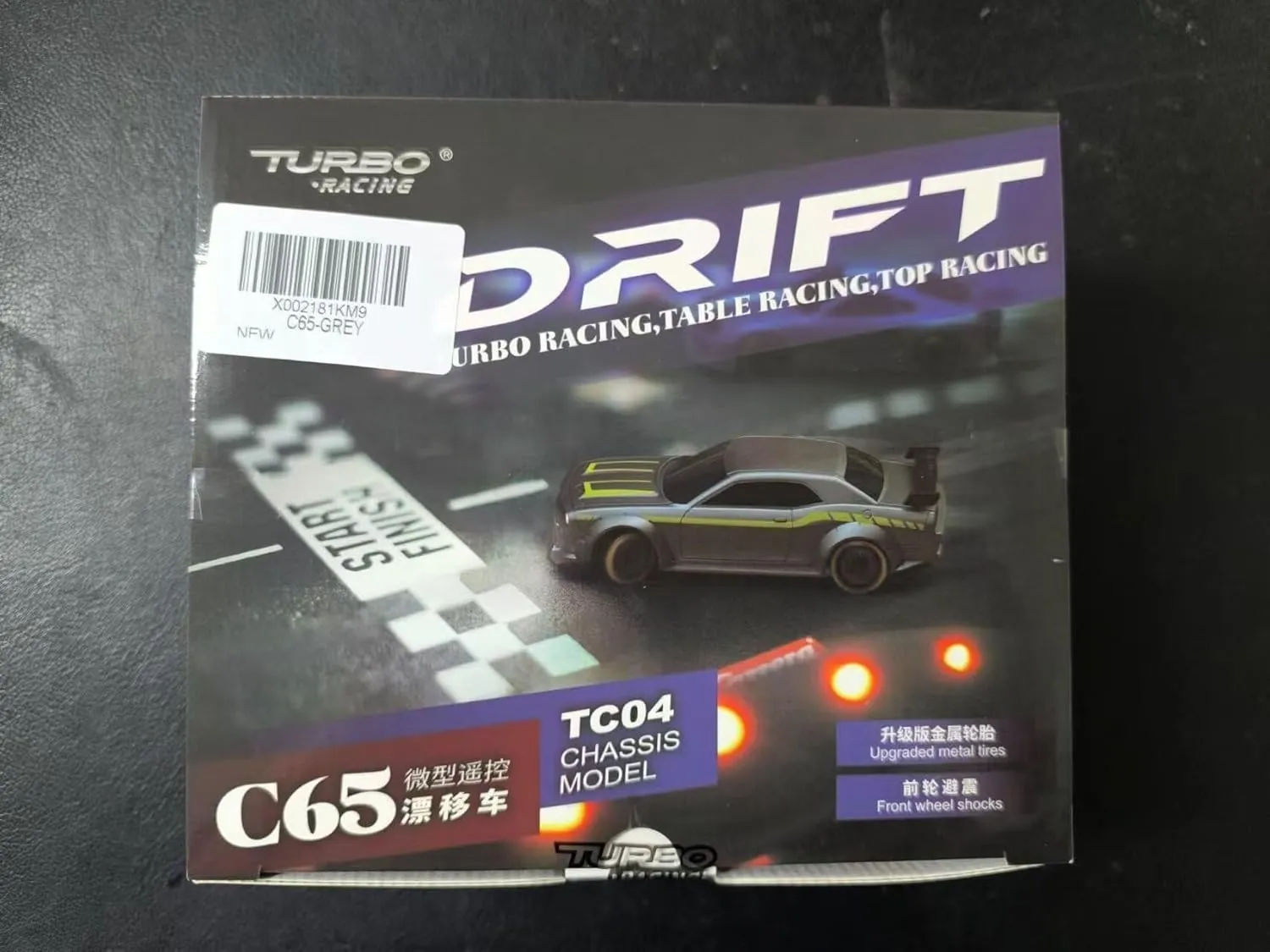 Turbo Racing 1:76 Scale Drift RC Car with Gyro Mini Full Proportional RTR 2.4GHZ Remote Control with 2 Replaceable Body Shell (C65-GREY)