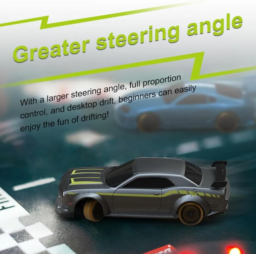 Turbo Racing 1:76 Scale Drift RC Car with Gyro Mini Full Proportional RTR 2.4GHZ Remote Control with 2 Replaceable Body Shell (C65-GREY)