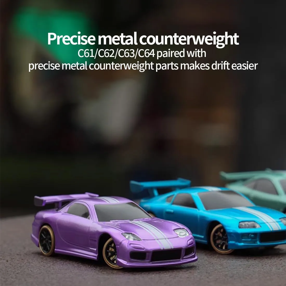 Turbo Racing C62 1/76 2.4G RC 3CH Electric Rear-Drive Racing Car Model, Mini Desktop RC Car Model, Creative Remote Control car Toy Gift (RTR Version)
