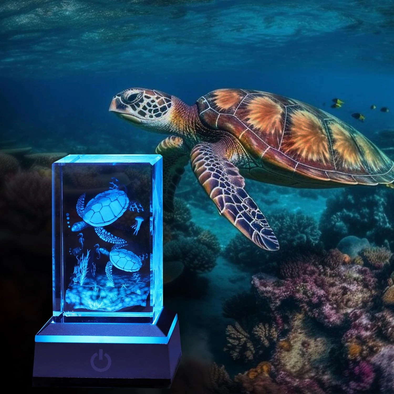 Turtle Figurine, Turtle Night Light, 3D Crystal Lamp, Birthday Gifts for Boys Girls Women Unique, Christmas Valentines Anniversary Birthday Gifts for Love (Turtle), SJDZ-001