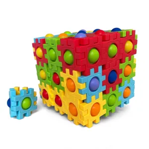 Two-in-One Pop Blocks Pop Puzzle 48PCS, Jigsaw Puzzles, STEM Toys for 4 5 6 7 8 Year Old Kids, Bubble Popping Sensory Toy, Autism Sensory Toys for Autistic Children (Bubbles)