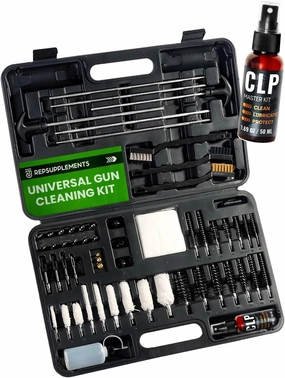 Universal Gun Cleaning Kit for All Guns - Portable Gun Cleaning Kits for Handguns and Rifles, Shotgun, Airsoft - Incl. Stainless Steel Rods, Brass Jags, Gun Cleaning Patches, Cleaning Swabs