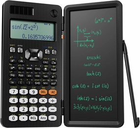 Upgraded 991ES Plus Desktop Scientific Calculator, ROATEE Calcpad Multiview 4-Line Display with Erasable LCD Writing Tablet, Solar Battery Power with Notepad for School and Business