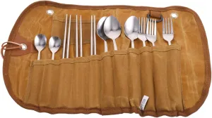 UPKOCH 1Set Portable Camping Cutlery Set with Storage Bag Lightweight and Compact Tableware Organizer for Outdoor Picnics Travel and Bbqs Built Compartments for Easy Access and Safe