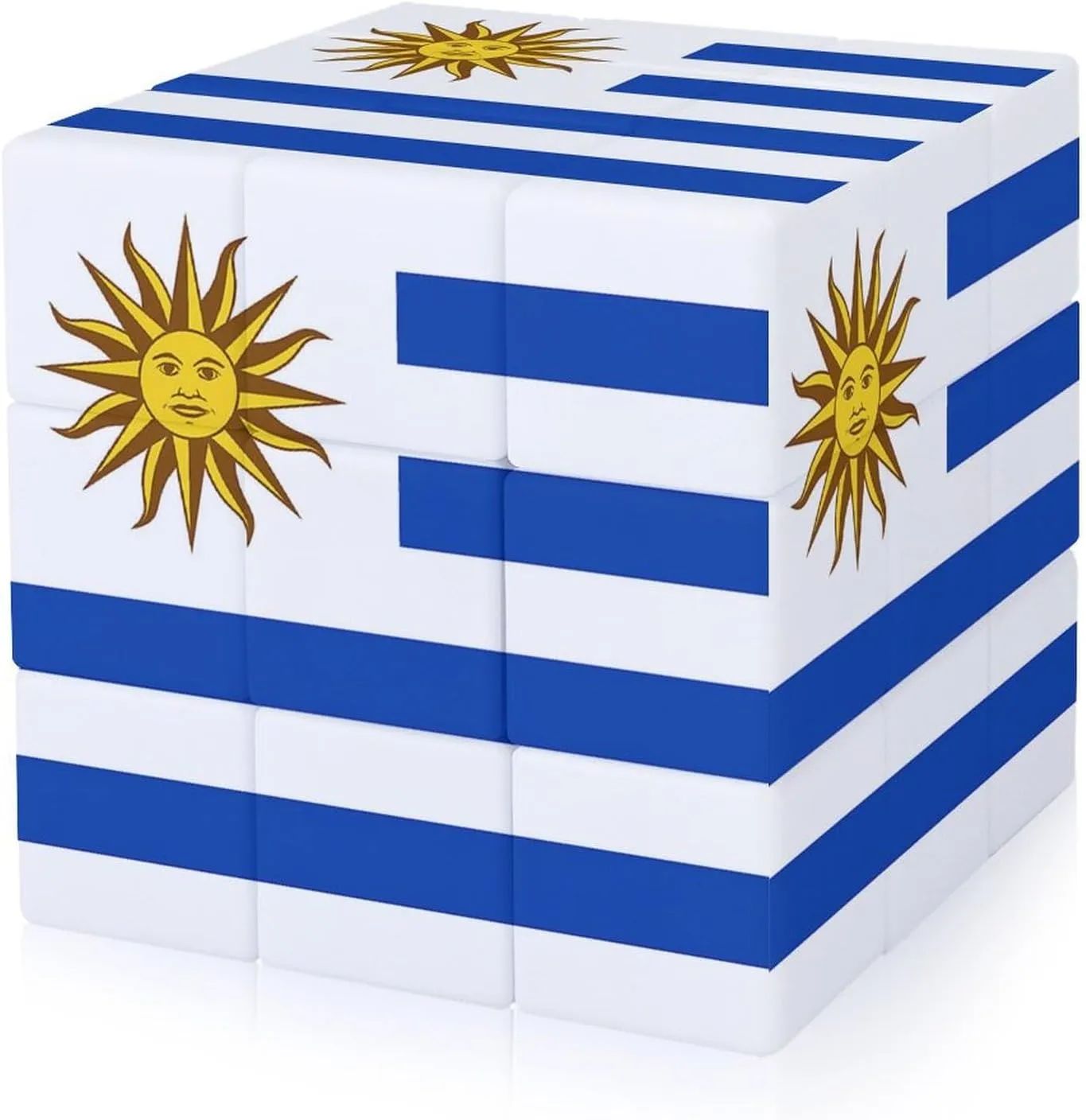 Uruguay Flag Adults 3x3x3 Color-Matching Smooth Fully Printed Cube Gift