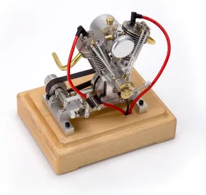 V2 Engine Model Kit for Adults, Mini Engine Kit 4-Stroke V-twin OHV Metal Engine Model, Realistic Kickstart DIY Mechanical Engine Set for Physics Science Experiment -RTR, Type 1