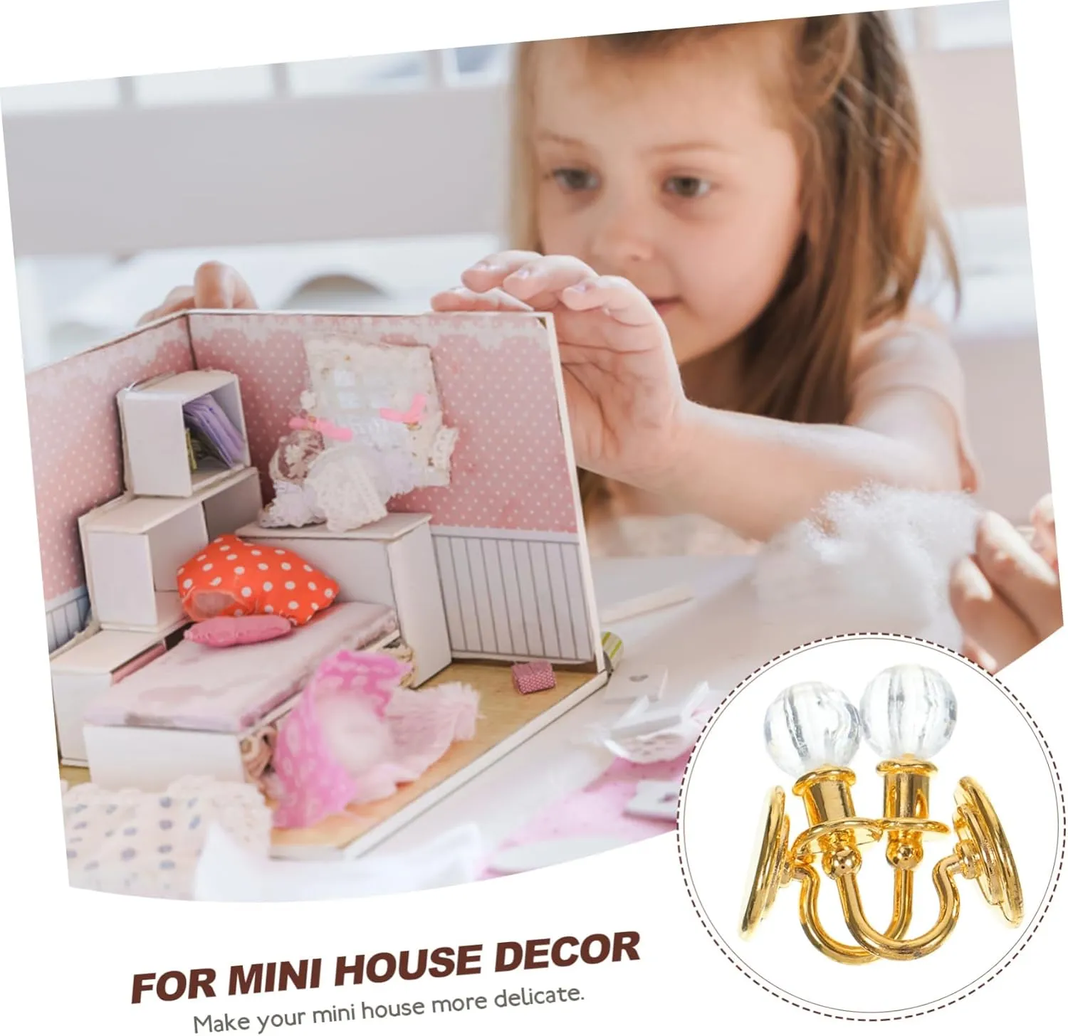 VANZACK 4sets Miniature Dollhouse Decor Wall Lamp Photo Props Miniature Wall Lights for Realistic Mini House Setting 2pairs*4