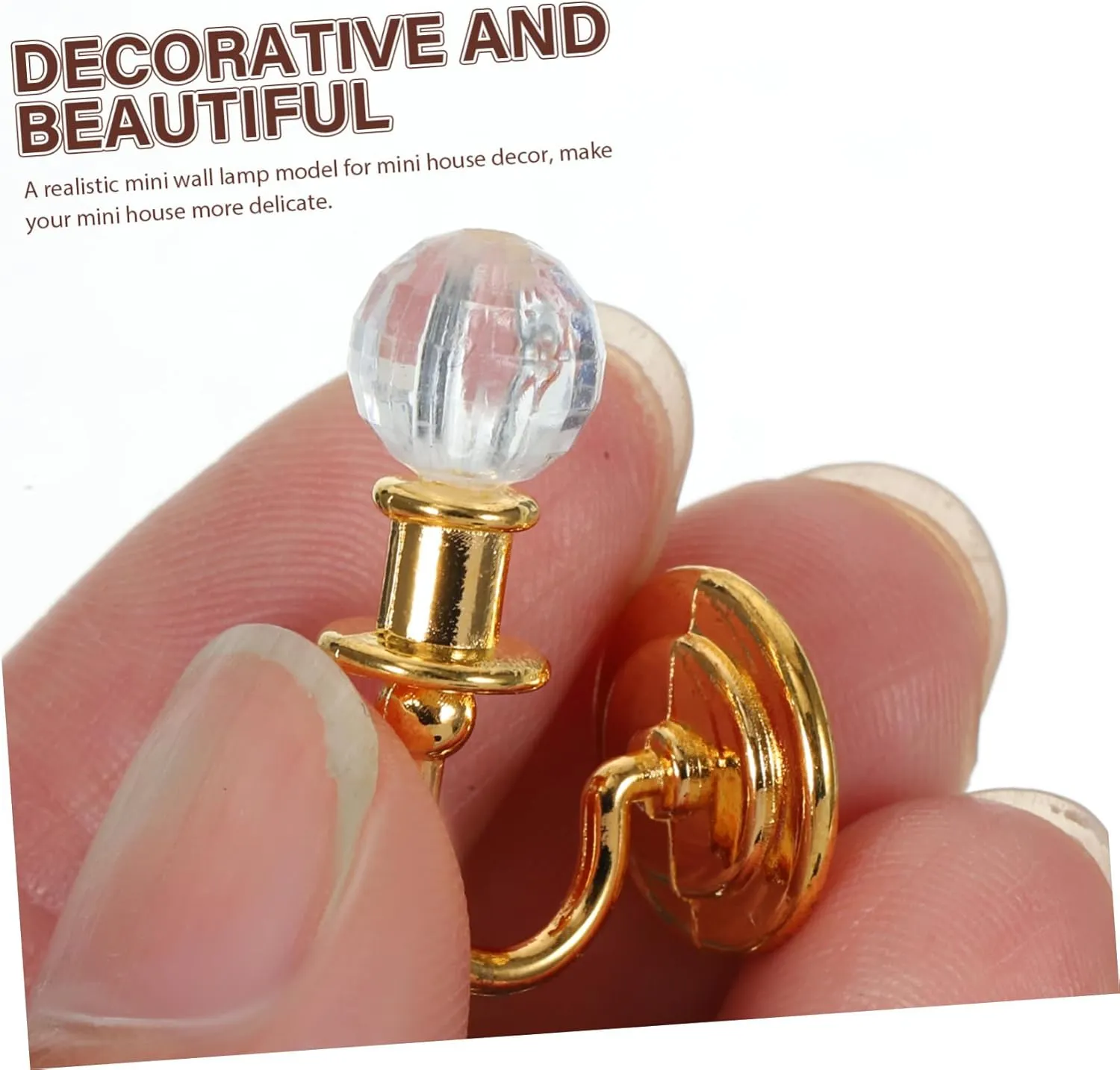 VANZACK 4sets Miniature Dollhouse Decor Wall Lamp Photo Props Miniature Wall Lights for Realistic Mini House Setting 2pairs*4