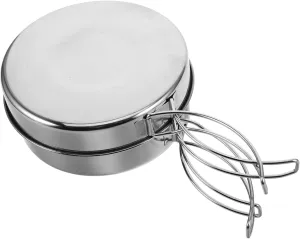 VANZACK Stainless Camping Cookware Pot 2-Piece Set Portable Cooking Pot with Lid for Hiking Backpacking and Picnic