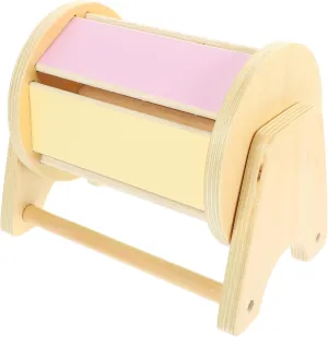 VANZACK Wooden Textile Drum for Sensory Cognitive Plaything with Craftsmanship Compact for Easy Carrying and Color Recognition Development