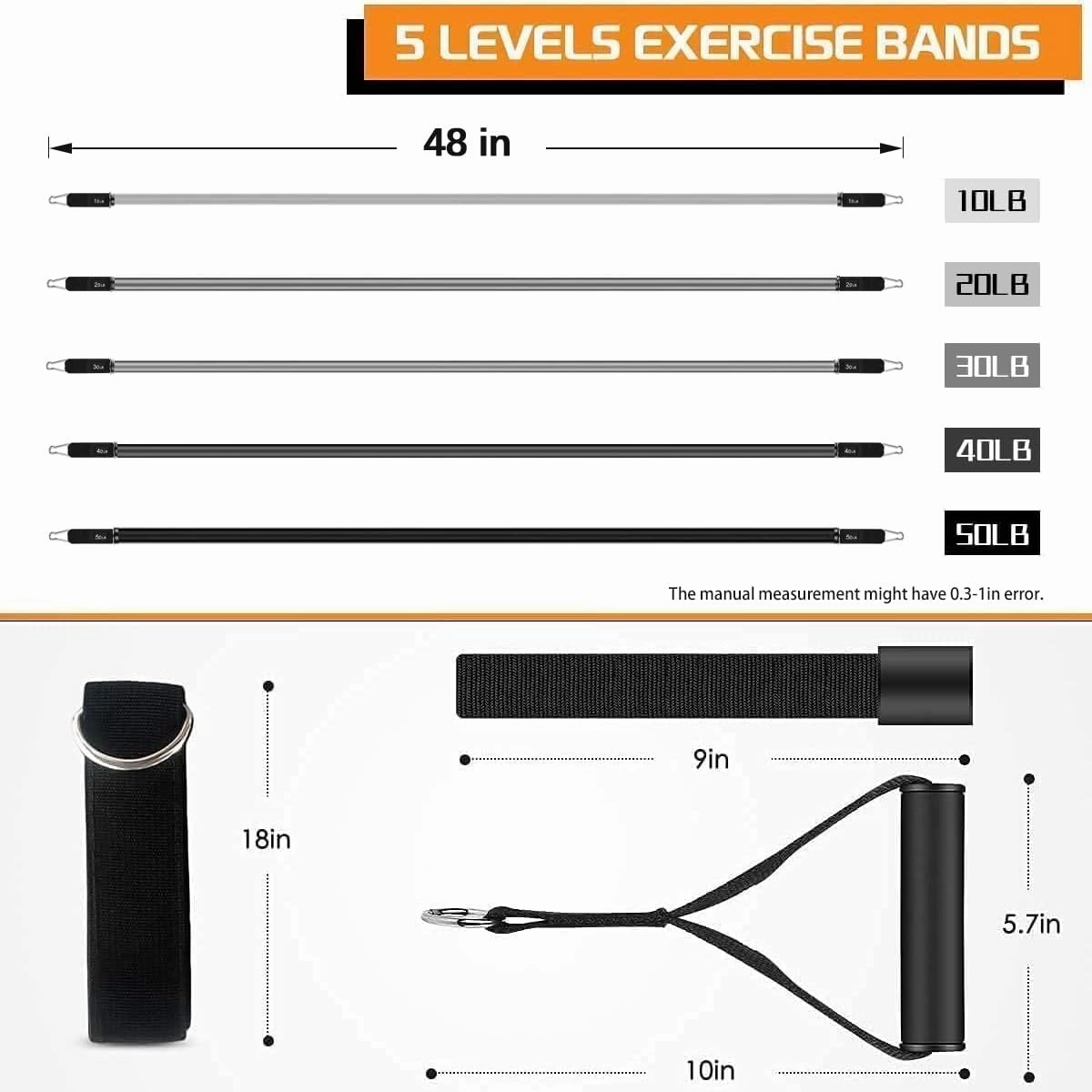 VEICK Resistance Bands, Exercise Bands, Workout Bands Set for Working Out with Handles for Men Women, Elastic Exercising Bands for Fitness Weights Work Out at Home Gym