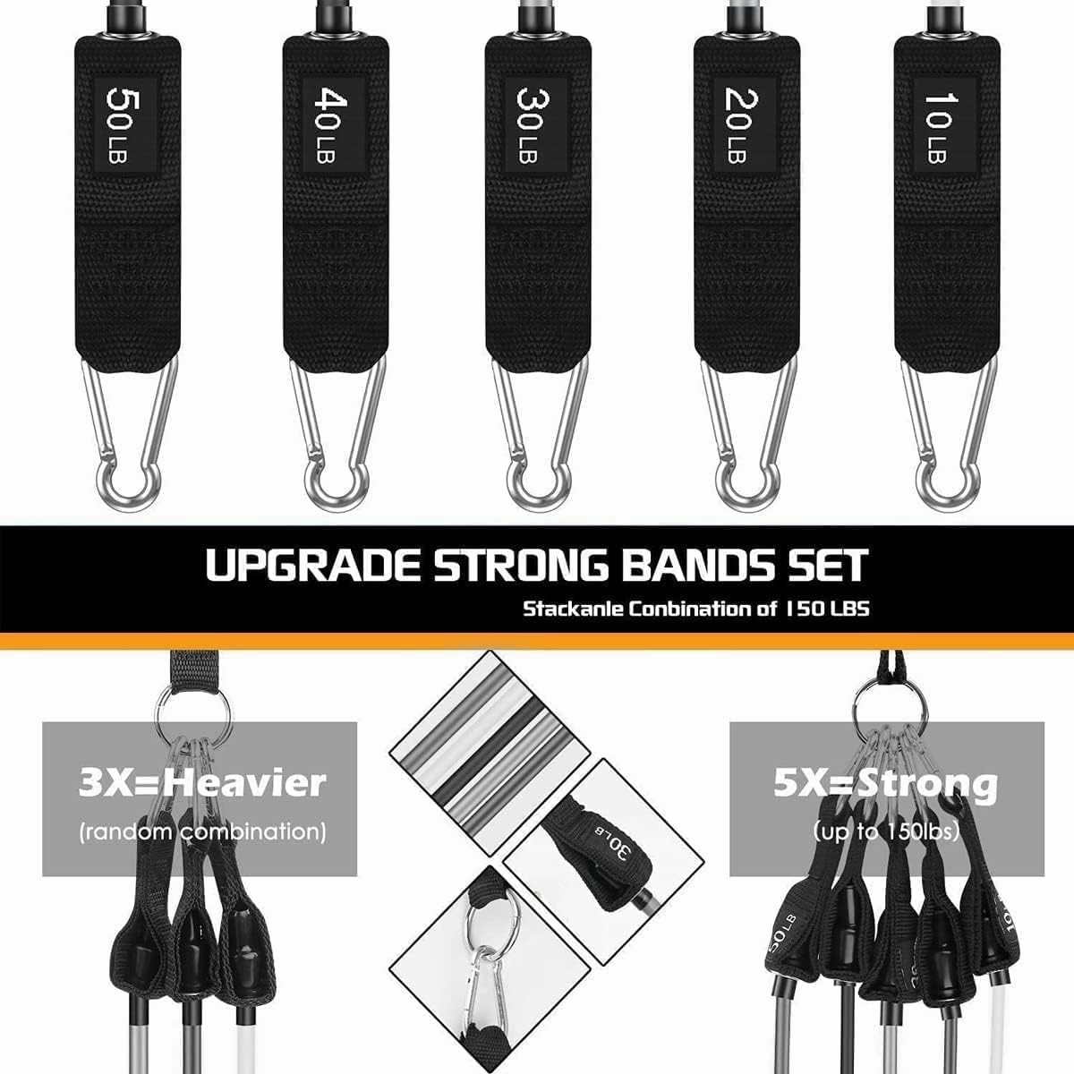 VEICK Resistance Bands, Exercise Bands, Workout Bands Set for Working Out with Handles for Men Women, Elastic Exercising Bands for Fitness Weights Work Out at Home Gym