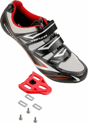 Venzo Bicycle Women's Road Cycling Riding Shoes - 3 Straps - Compatible with Look Delta & for Shimano SPD-SL - Perfect for Road Racing Bikes Black Color 41