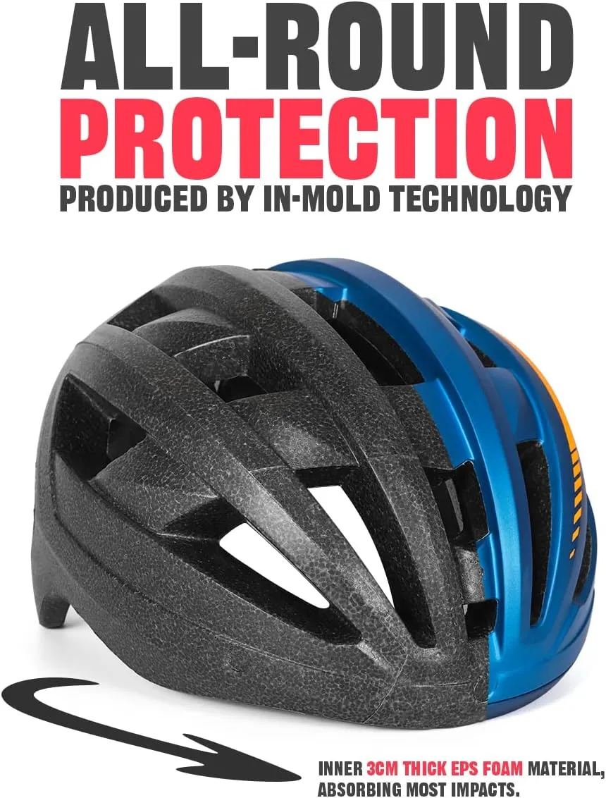 VICTGOAL Bike Helmet for Men Women with Led Light Detachable Magnetic Goggles Removable Sun Visor Mountain & Road Bicycle Helmets Adjustable Size Adult Cycling Helmets