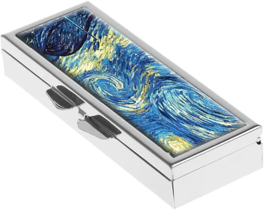 Vincent Van Gogh The Starry Night Pill Box for Purse or Pocket Pill Case Decorative Boxes Gift Box Pill Organizer for Travel Pill Box
