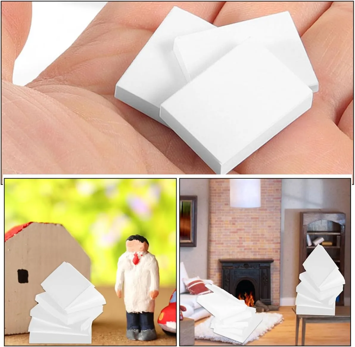 VOSAREA 3sets 60pcs Dollhouse Mini Blank Books DIY Paintable Miniature Accessories for Dollhouse Decoration Highly Detailed Models for Creative Play and Scenic Layouts 60pcs*3