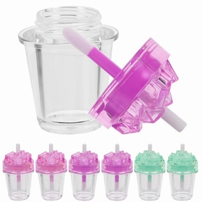 VOSAREA 7pcs Cute Lip Gloss Tubes - Refillable Empty Lip Gloss Containers in Adorable Ice Cream Shape - for Cosmetic Samples and Travel Essentials
